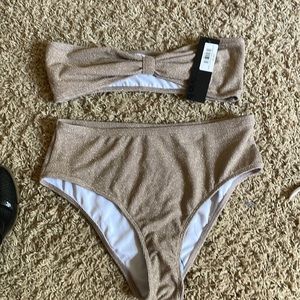 Liz Ribbed metallic swimsuit